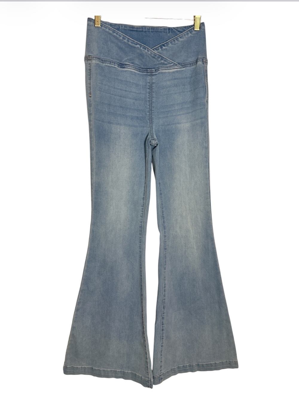 Free People Venice Beach Wrapped Over Flare Jeans Spring Blue Size 26